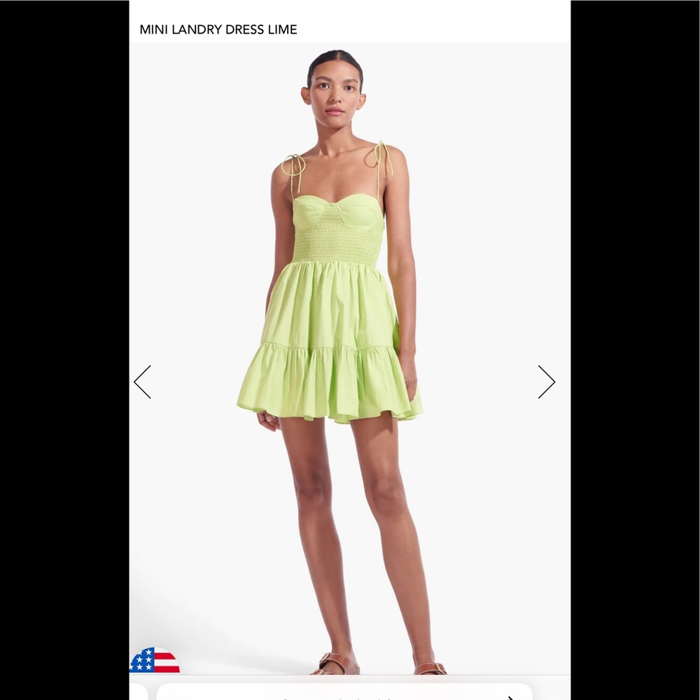 STAUD Lime green mini dress